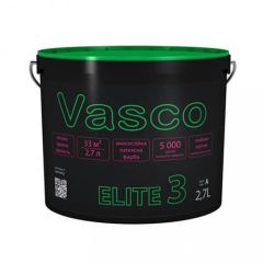 Краска латексная износоустойчивая матовая ELITE 3 VASCO белая 2.7л