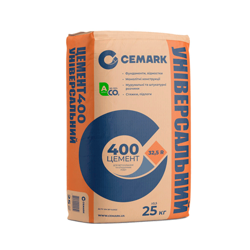 Цемент ПЦ400, CEM II/B-M(S-LL) 32,5 R 25КГCEMARK М-400