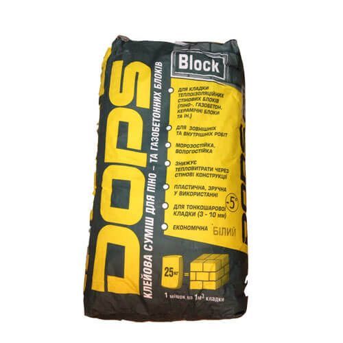 Зимовий клей для газобетону Dops Block білий