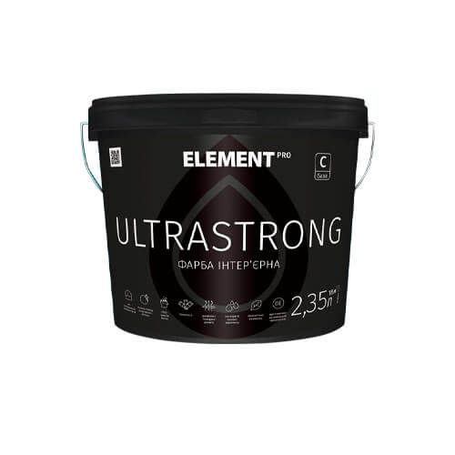 Фарба інтер'єрна зносостійка, шовковисто - матова, біла Ultrastrong Element PRO, 10л