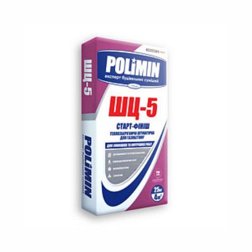 POLIMIN ШЦ-5 Цементно-песчаная штукатурка, теплозберегающая 25 кг