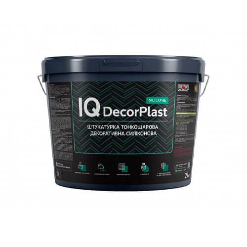 Штукатурка декоративная акриловая "короед", IQ DecorPlast SILICONE, зерно - 2,0 мм, 25кг