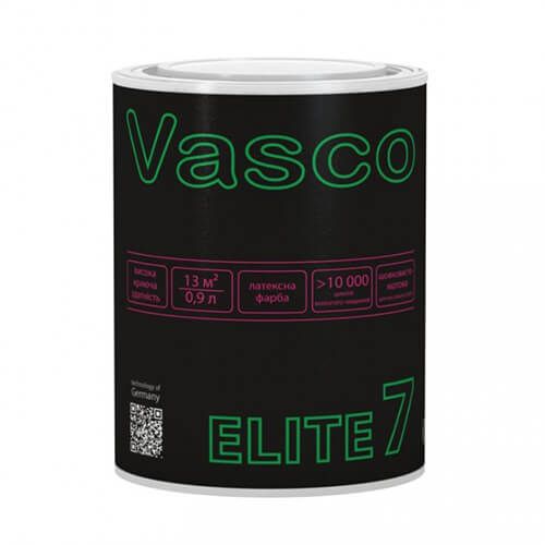 Фарба зносостійка латексна матова ELITE 7 VASCO біла 0,9 л
