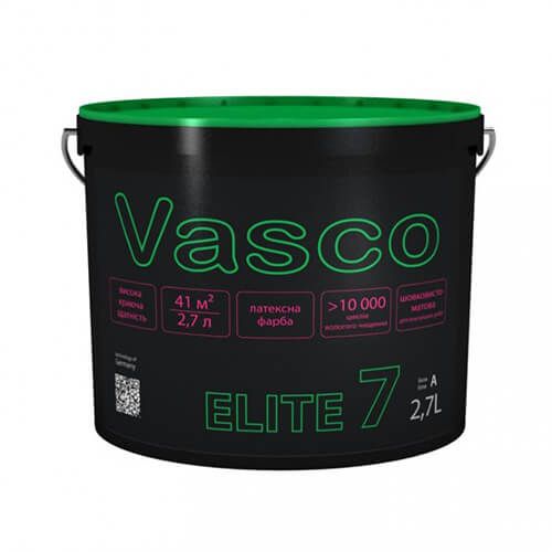 Фарба зносостійка латексна матова ELITE 7 VASCO біла 2.7 л