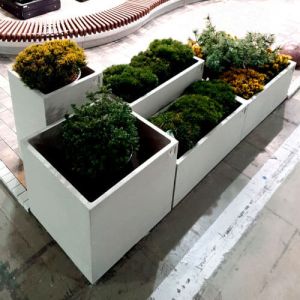 Клумба соло прямокутна 600х1200х920, сіра з кашпо Золотий Мандарин
