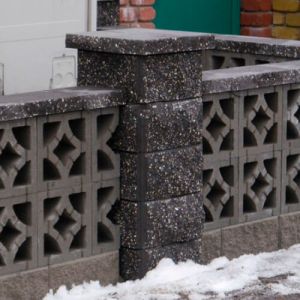 Блок декоративний для стовпа чорний із мармуром 400х400х200мм Золотий Мандарин